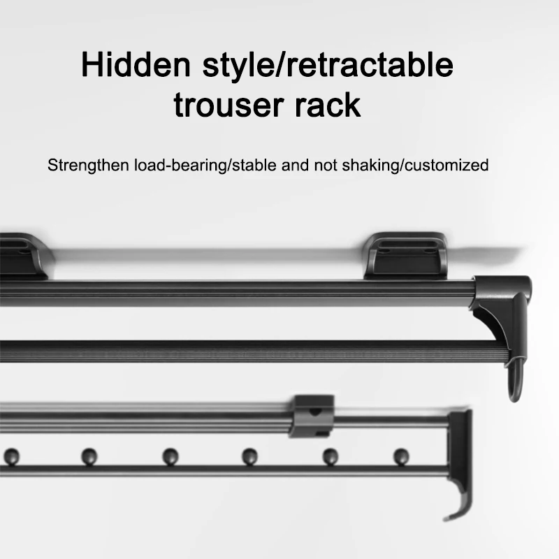 Adjustable Wardrobe Rail Retractable Pull-Out Closet Rod Clothing 250-500mm Slide Rail Hanger Rack Bar Ball Bearing Slid