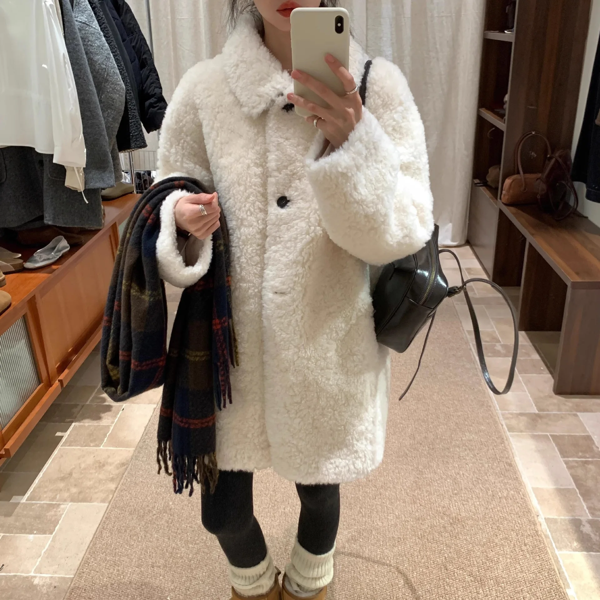 100 Sheep Fur Grass Coat Women's Winter Sheep Shearing Fur Integrated Plush Jacket New