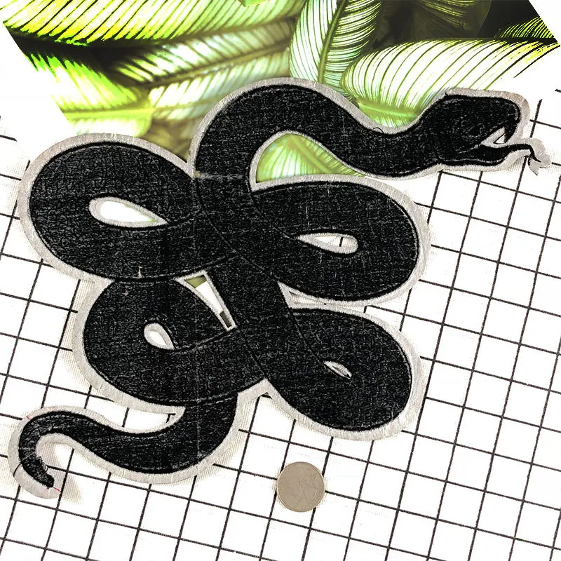 Stile Punk Big Size F = Black Snake ricamo patch 3D fai da te ferro su Appliques forniture per cucire giacca cappotto vestiti Sticker