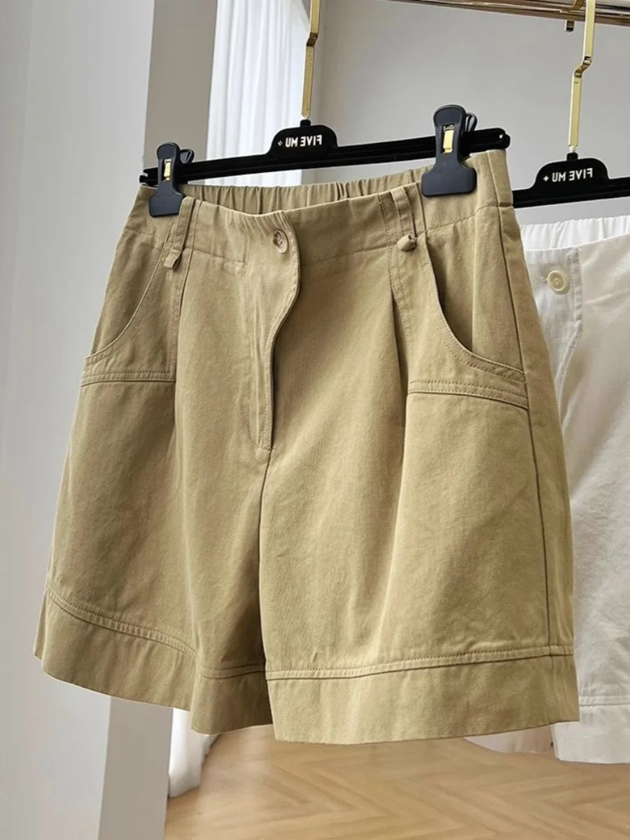 

Шорты женские летние больших размеров с высокой талией, свободного кроя, повседневные, А-силуэт, широкие штанины, удобные, дышащие, для жаркой погоды