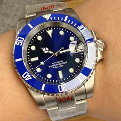 Tandorio New 40mm Water Ghost Men's watch NH35 movement Dark blue Simple style dial Sapphire 200 meters Waterproof Watch