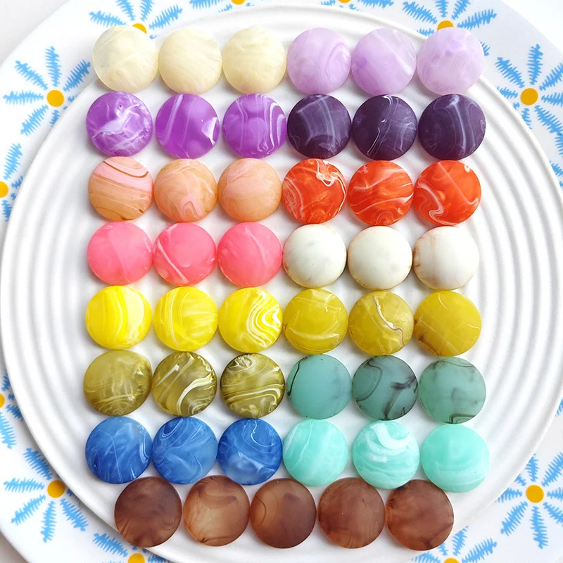 Wholesale 100pcs/lot 18mm color print geometry rounds resin cabochon beads diy jewelry hair garment pendant accessory