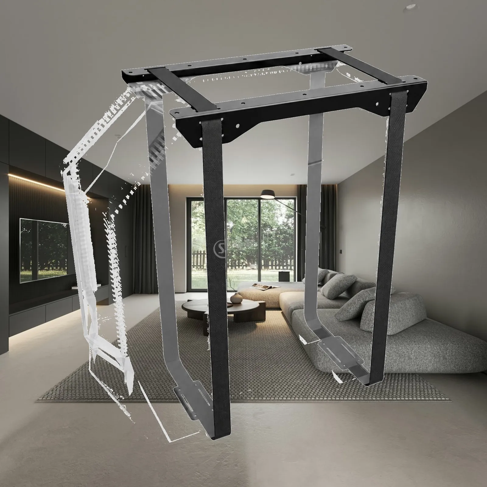 Computer Mount Space-Saving Adjustable Under-Desk Computer Chassis Bracket Suspended PC Case Mount Ventilated