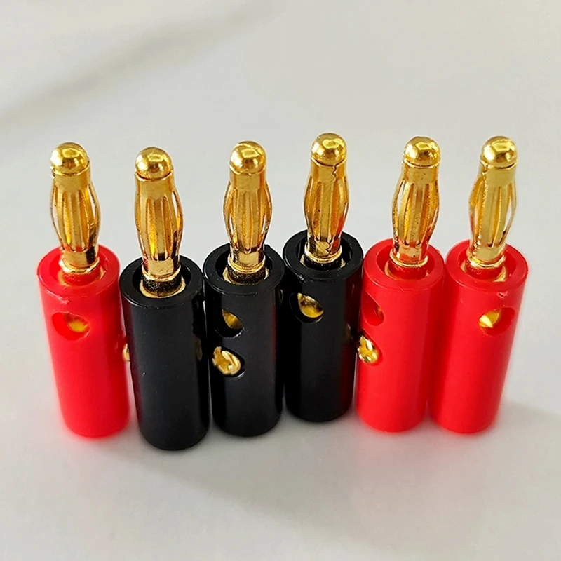 10/24/50Pcs 4mm Gold-Plated Banana Plug Adapter Amplifier Cable Wire Audio Speaker Connector Banana Connector with Screw Lock