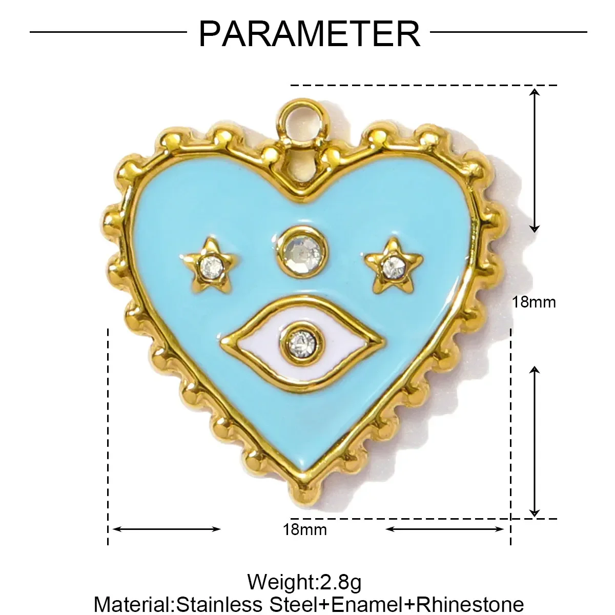 3 stks/partij Groothandel Rvs Emaille Vierkant Hart Diy Oorbel Bedels Vrouw Boze Oog Ketting Hangers Poker Sieraden