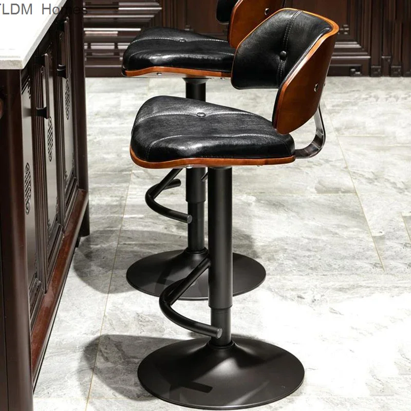 European style bar chair, kitchen lift chair, rotating bar chair, simple home backrest, high stool, cash registration furniture,