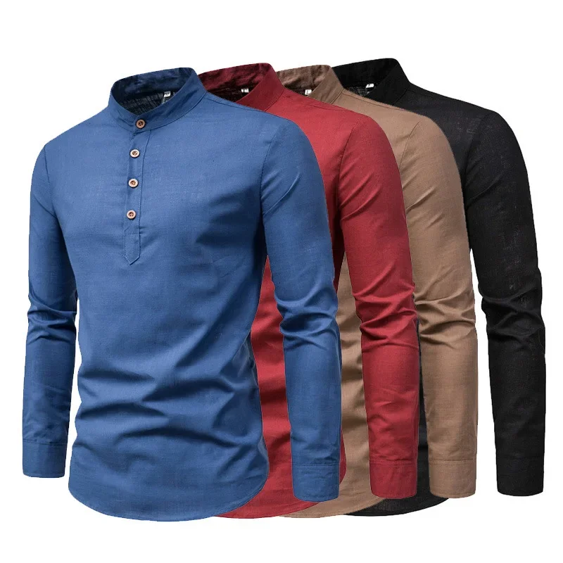 Casual Work Shirt Half Open Design Loose Fit Comfortable Breathable Fabric Ideal For Office Business Casual Wear