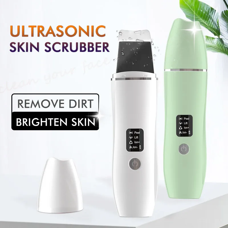 Ultrasonic Skin Scrubber Peeling for Deep Face Cleaning Blackhead Remover Ion Pore Cleaner Facial Shovel Skin Care Tool