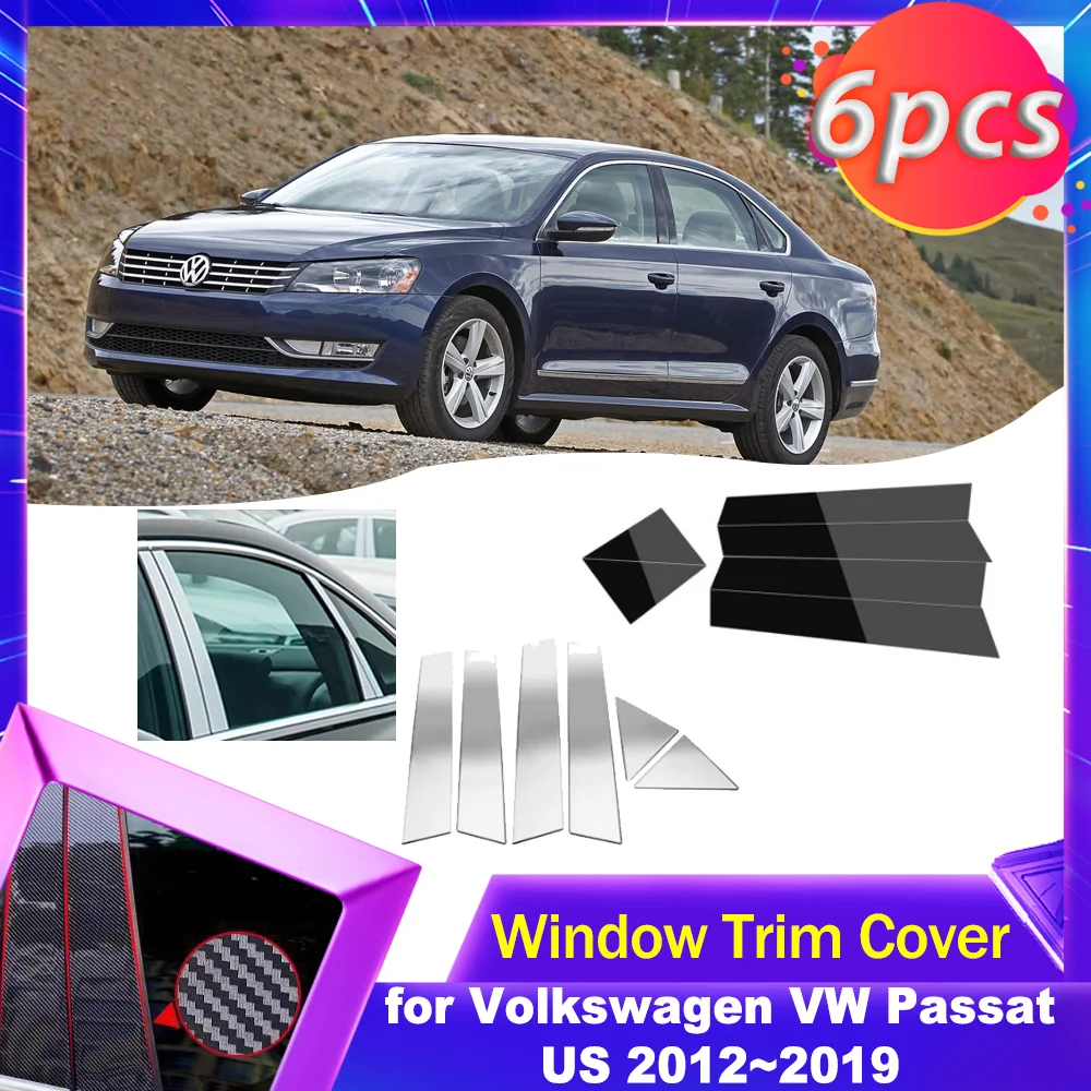 

Накладки на дверные и оконные стойки для Volkswagen VW Passat US 2012-2019, 2013 2014 2015 2016 2017 2018 черные, под карбон, серебристые, наклейки, аксессуары