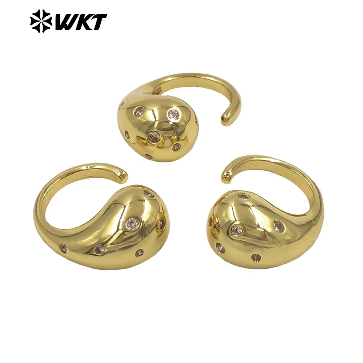 

WT-R593 Exquisite Tiny Yellow Brass US7 14mm Ring With 18K Real Gold Plated For Women Party Valentine’s Day Gift
