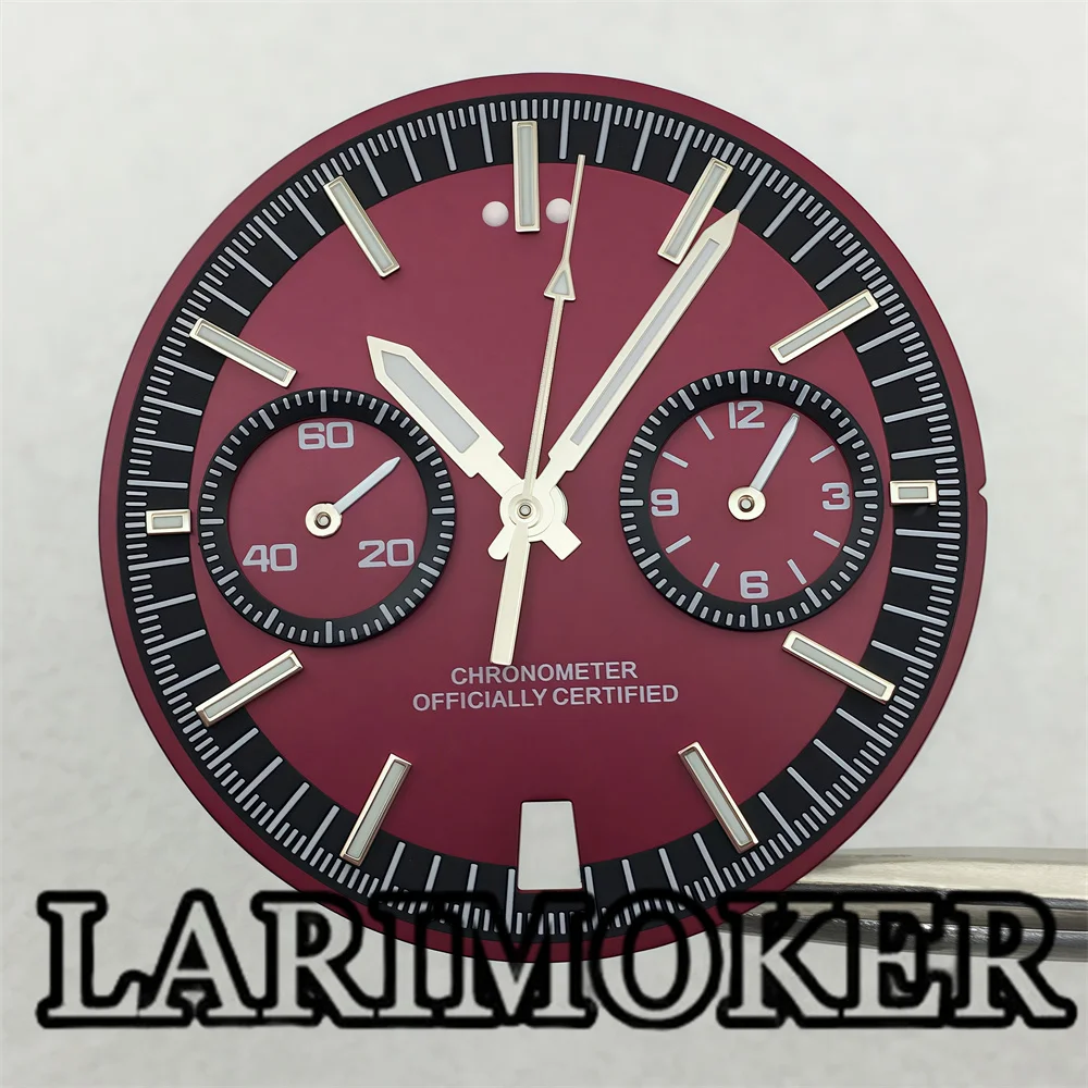 Larimoker 31.5mm vk64 black blue powder kaku color dial is suitable for VK64 quartz movement accessories light emitting index