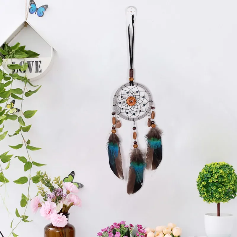 Hot Car Pendant Handmade Dream Catcher Feather Hanging Car Rearview Mirror Ornament Auto Bedroom Decor Room Decor Accessories