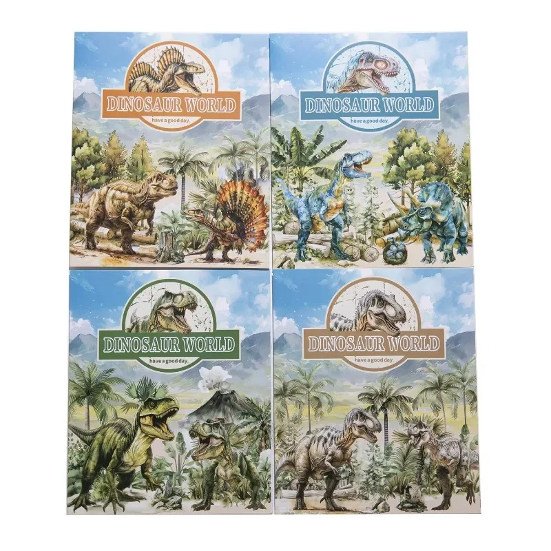 15Sheets PET sticker Dinosaur World Dinosaur landscaping handbook materials Polar Dragon Red Earth Dragon 148*110mm