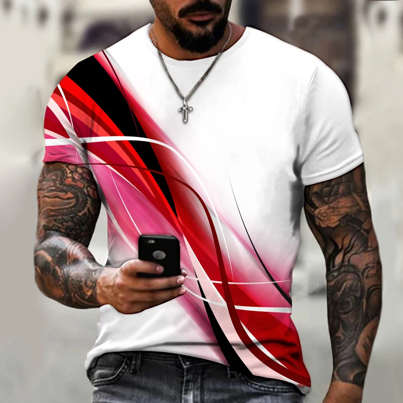 2022 Brand Three-dimensional Flame Colorful Aurora 3D Printing Lycra Polyester Short-sleeved Men's T-shirt Oversized Summer Top