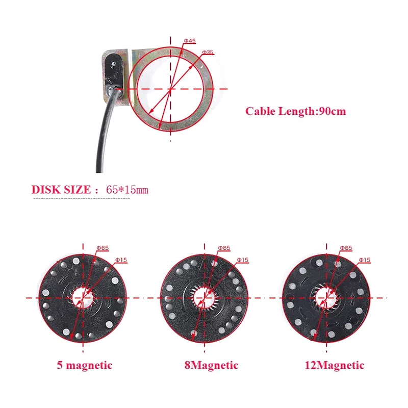 Electric Bicycle Pedal Assist Magnet Speed Sensor 5/8/12 Options Power PAS System for Electric Bike Kit