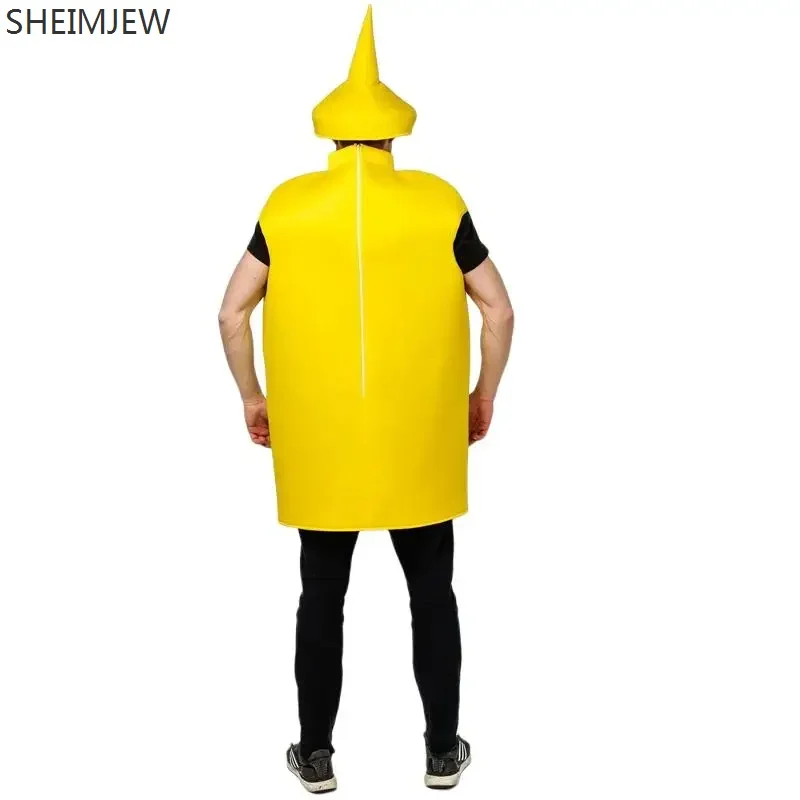 2023 Unisex Ketchup And Mustard Jumpsuit With Hat Funny Food Party Clothes Halloween Costume For Men And Women