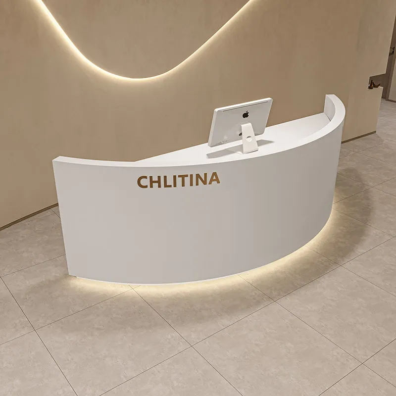 

Simple beauty salon bar counter curved semicircular nail salon clothing store checkout page art dance reception front desk