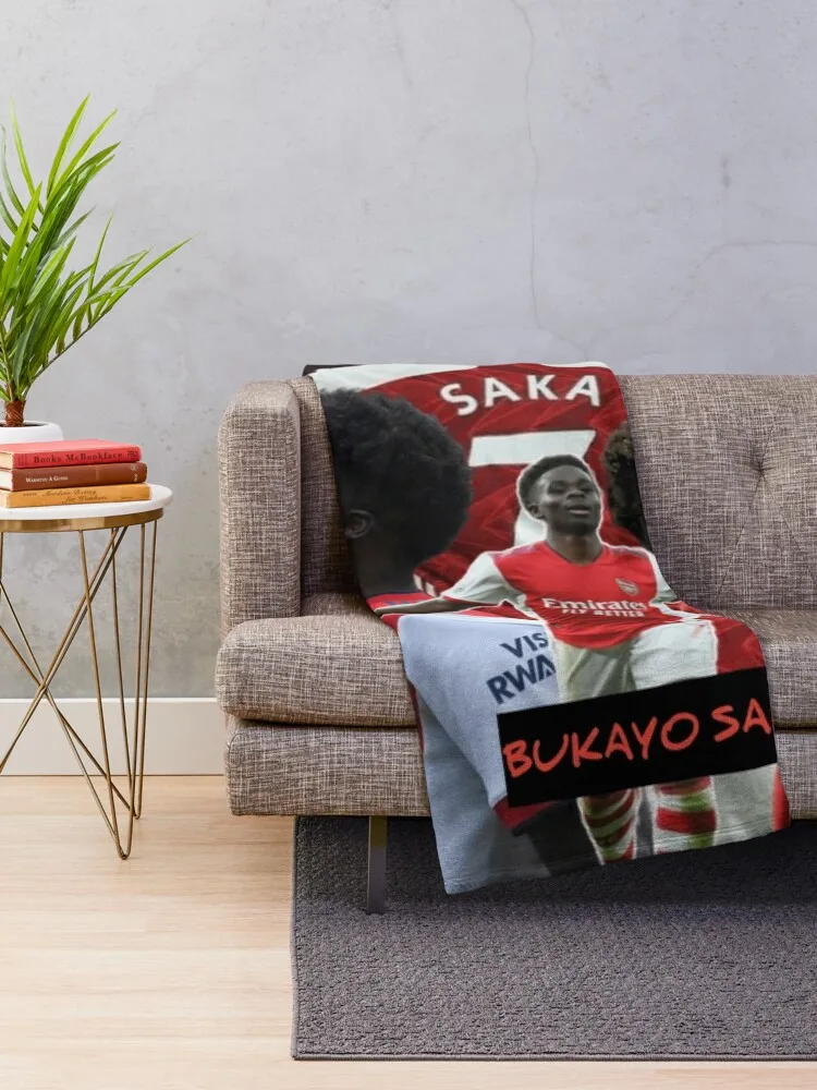 Bukayo Saka Art Throw Pillows Throw Blanket Custom sofa bed Blankets