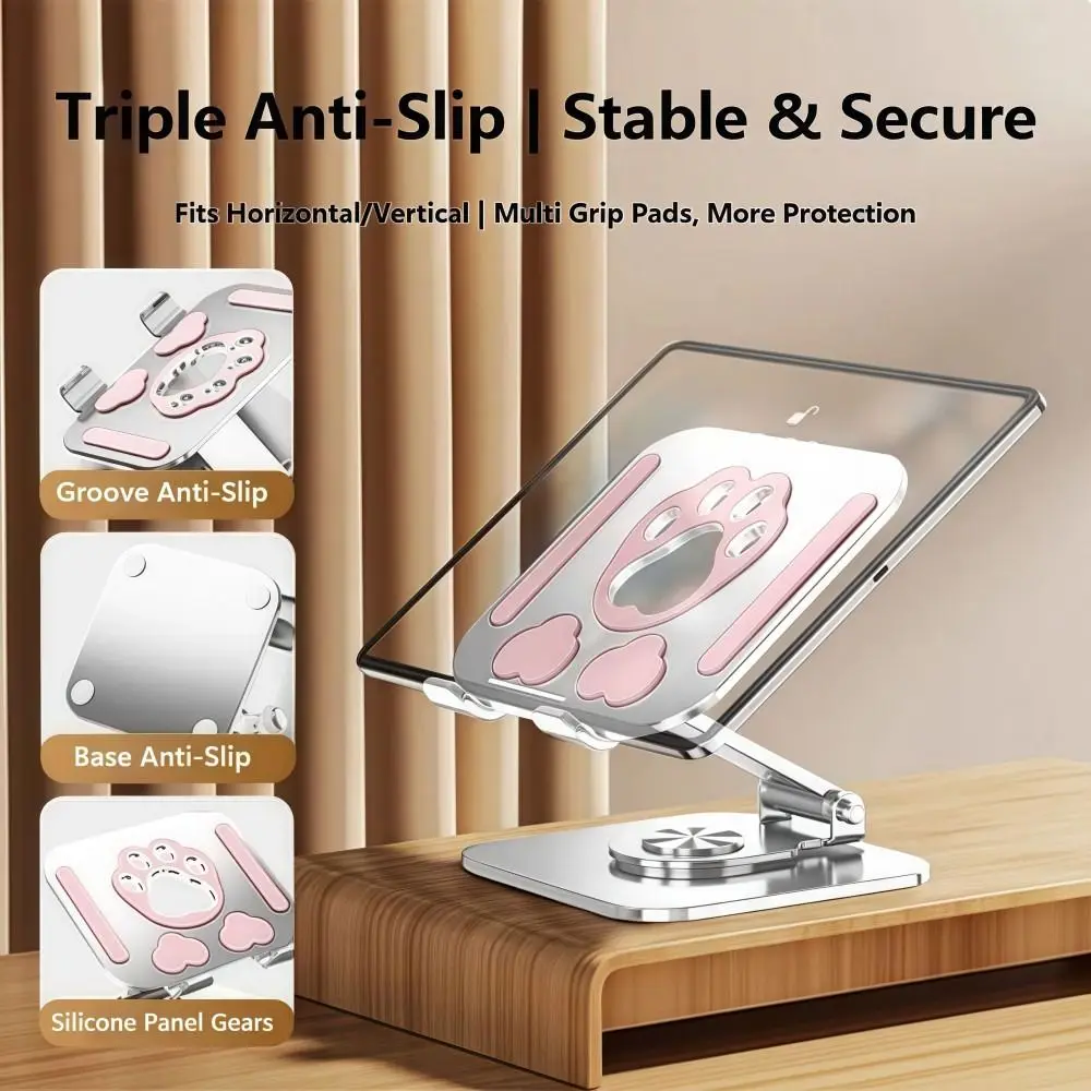 

Foldable Cat Claws Tablet Holder 360° Rotation Hollowed-out Alloy Tablet Stand Heat Dissipation Rotatable Phone Stand