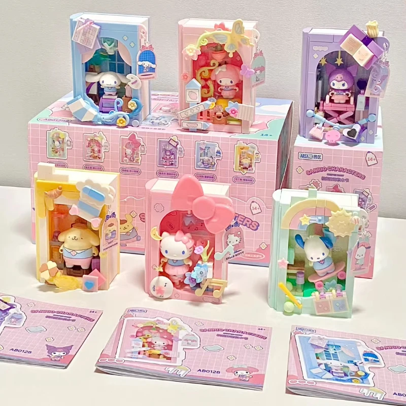 AREAX Building Blocks Sanrio Hello Kitty Kuromi My Melody Splicing Model Pochacco Cinnamoroll ToyOrnament Female Gift