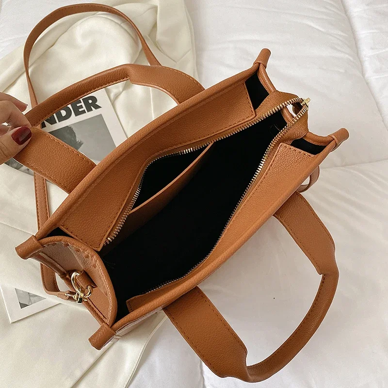 Luxury Designer Tote Bags for Women 2024 None Logo Branded Purses and Handabgs Female Pu Leather Shoulder Crossbody Bags Ladies