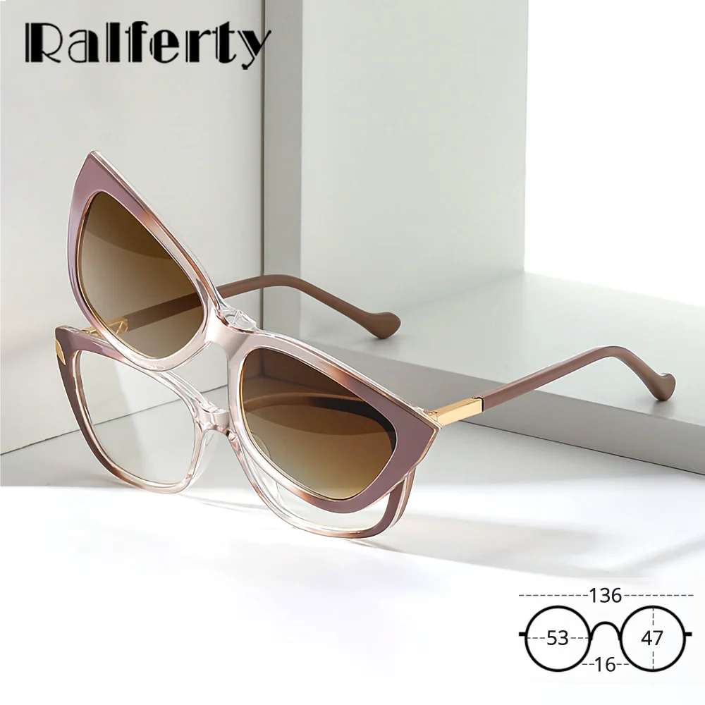 

Поляризованные солнцезащитные очки TR90, женские кошачий глаз, брендовые дизайнерские 2 в 1, магнитные солнцезащитные очки, оправа для очков, женские 2026, новые поступления