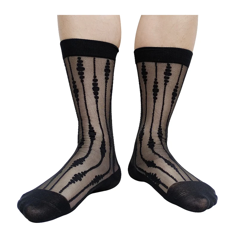 

See Through Men Nylon Silk Socks Sexy Sheer Gay Male Formal Dress Suit Stockings Dress Hose Invisible Thin Black