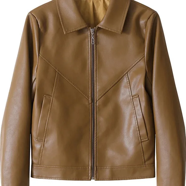 التلبيب معطف جلد تقليد المرأة ربيع الخريف سترة قصيرة 2025 جديد سستة بولي Leather سترة جلدية الإناث ملابس خارجية بلايز عادية