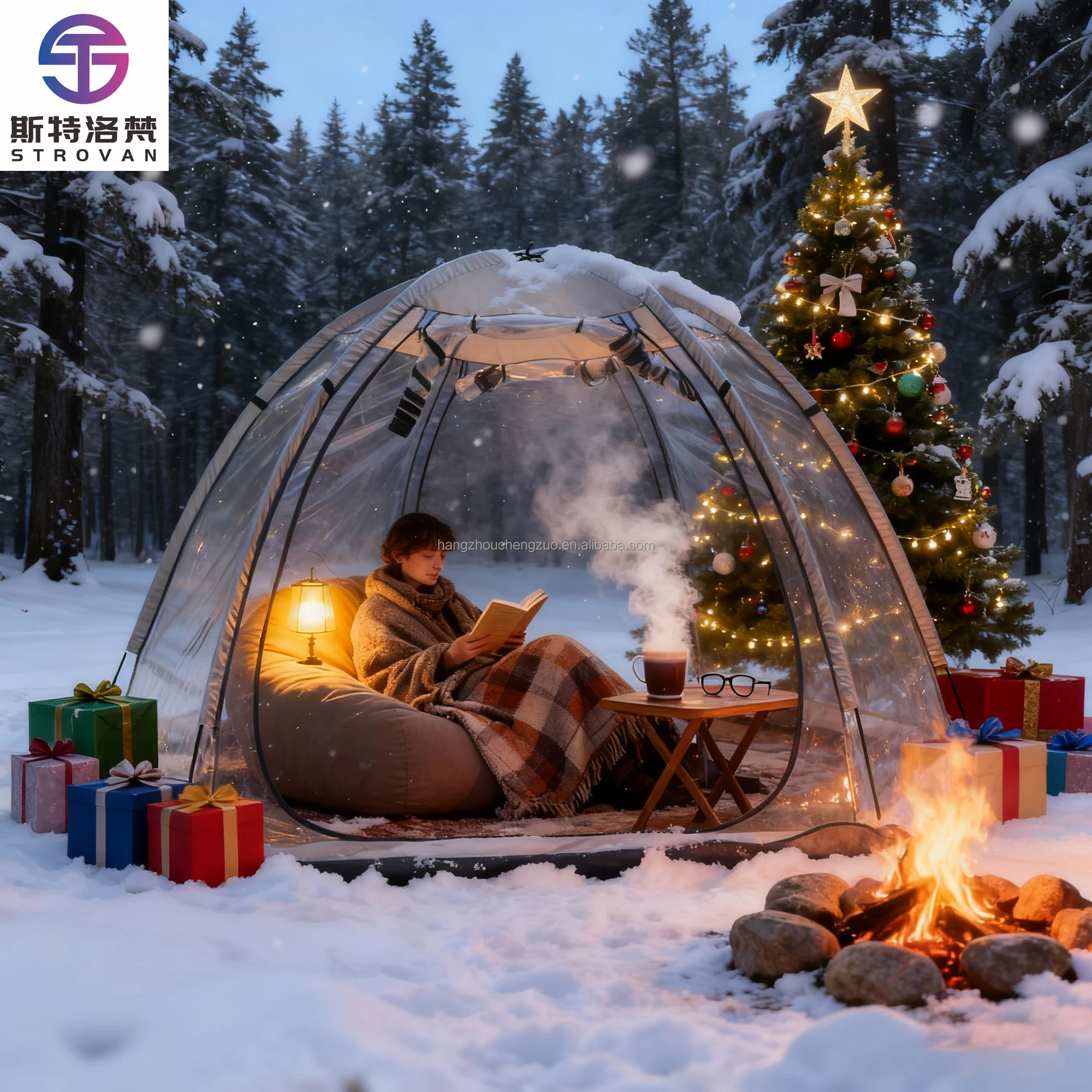 

STLF LZS Bubble Tent,6 Persons Christmas Tent,540 Degree Fully Transparent,Weatherproof and ColdProof Portable Camping Screen Ho