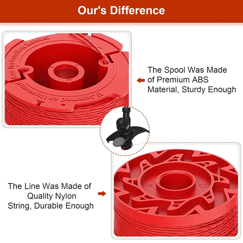 6-Line Spool + 1 Cap + 1 Spring Weedwacker Strings Red Plastic Compatible With For Craftsman Models: CMCST910 Series