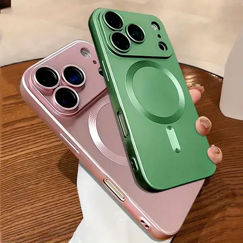 iPhone 17 16 15 14 13 12 Pro Max 16 Plus 17 Air İçin Lüks Kaplama Manyetik Mat Telefon Kılıfı, Magsafe Uyumlu Darbeye Dayanıklı Yumuşak Kılıf