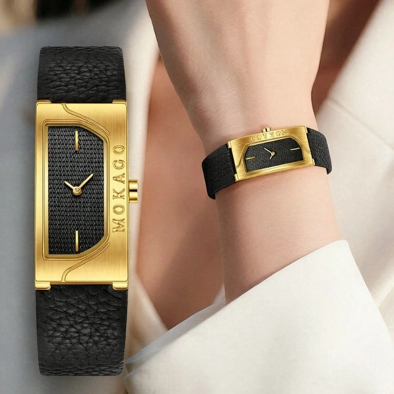 Women's Luxury Rectangle Quartz Watch Japan Movement Waterproof Leather Strap Classic Dress Wristwatch Female Elegant Gift