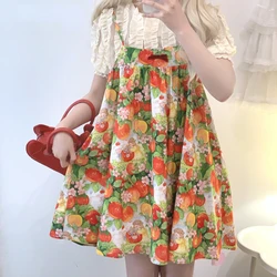 Giapponese Kawaii Lolita Style Jsk Dress donna Sweet Fruit Print Princess Sling Dresses Casual allentato carino senza maniche abiti da festa