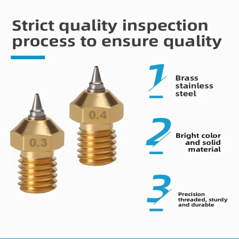1pcs High Quality E3D Brass Nozzle 3D Printer Parts with Stainless Steel Tip Interchangeable 0.2‑0.5mm for Hotend Extruder