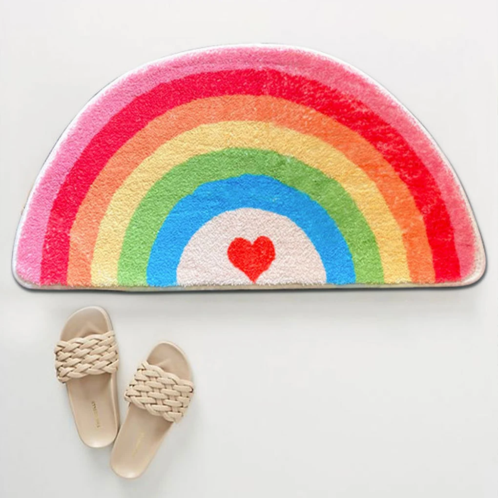 Rainbow-colored Floor Mat To Add Vibrant Touch To Space Any Room Polyester Carpet For Living Room