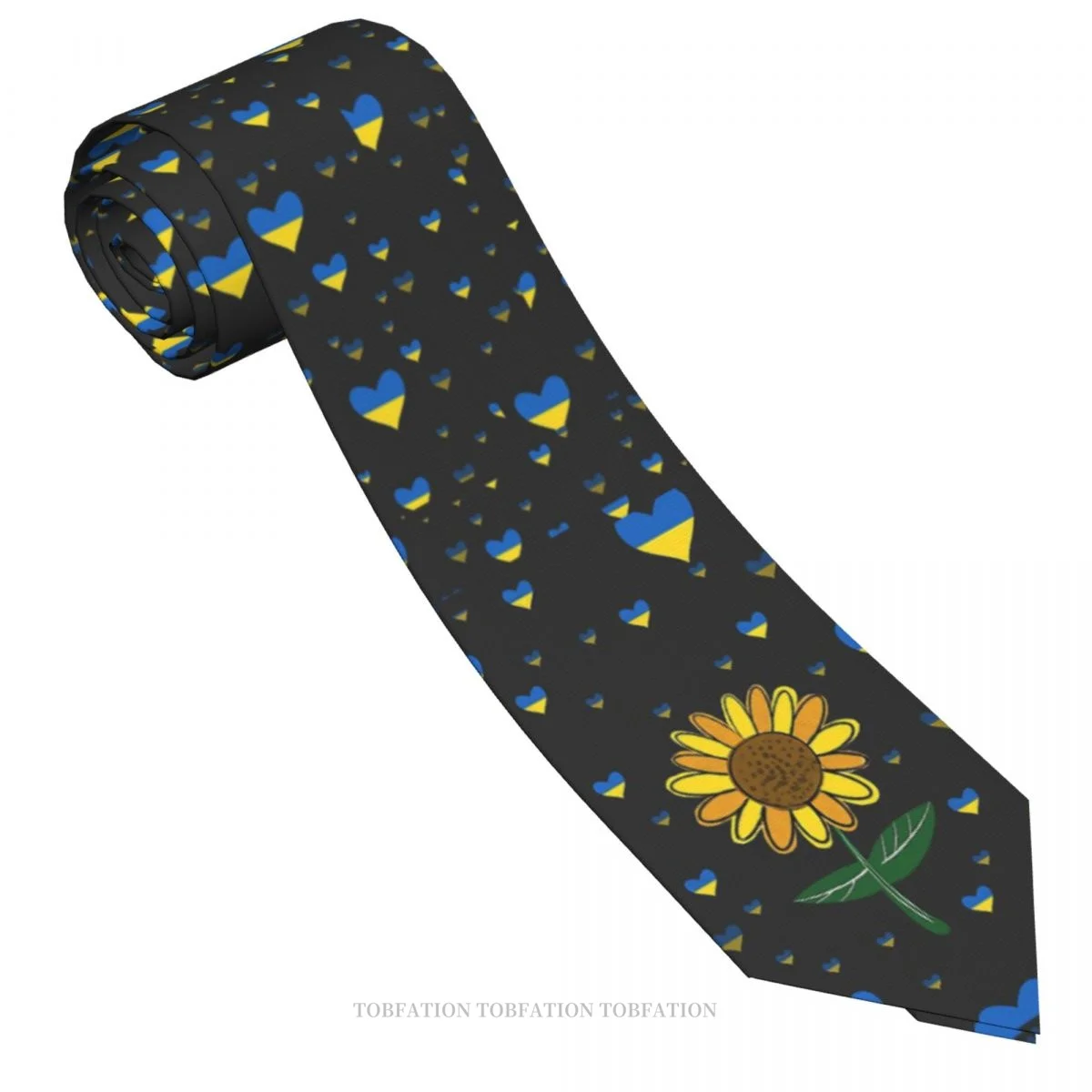 Sunflower Hearts Ukraine Ukrainian New 3D Printing Tie 8cm Wide Polyester Necktie Shirt Accessories Party Decoration