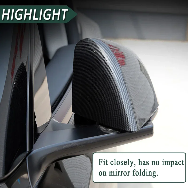 ل تسلا نموذج Y 2019-2023 الجانب مرآة الرؤية الخلفية غطاء أسود ألياف الكربون نظرة ABS مرآة حماية الديكور الإسكان غطاء #5