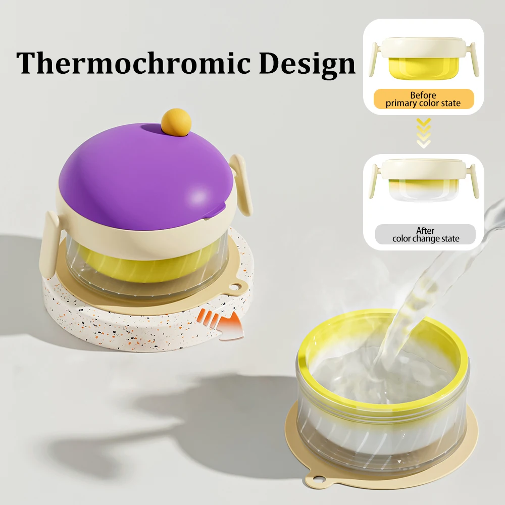 وعاء أطفال معزول مملوء بالماء من PPSU، وعاء فطام بدرجة حرارة ثابتة، بطانة مزدوجة مزدوجة الجدار، مضاد للحرق، مقاوم للسقوط، شفط B #4