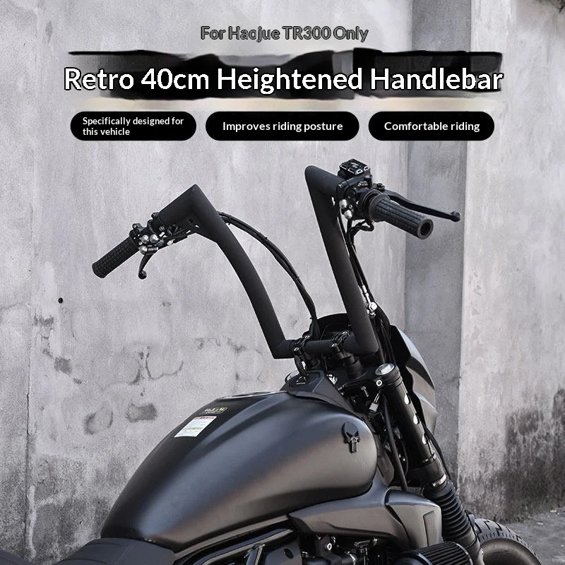 【Premium】For Haojue TR300 modified with high handlebars and retro horn-shaped handlebars – Comfortable, adjustable handlebars, d