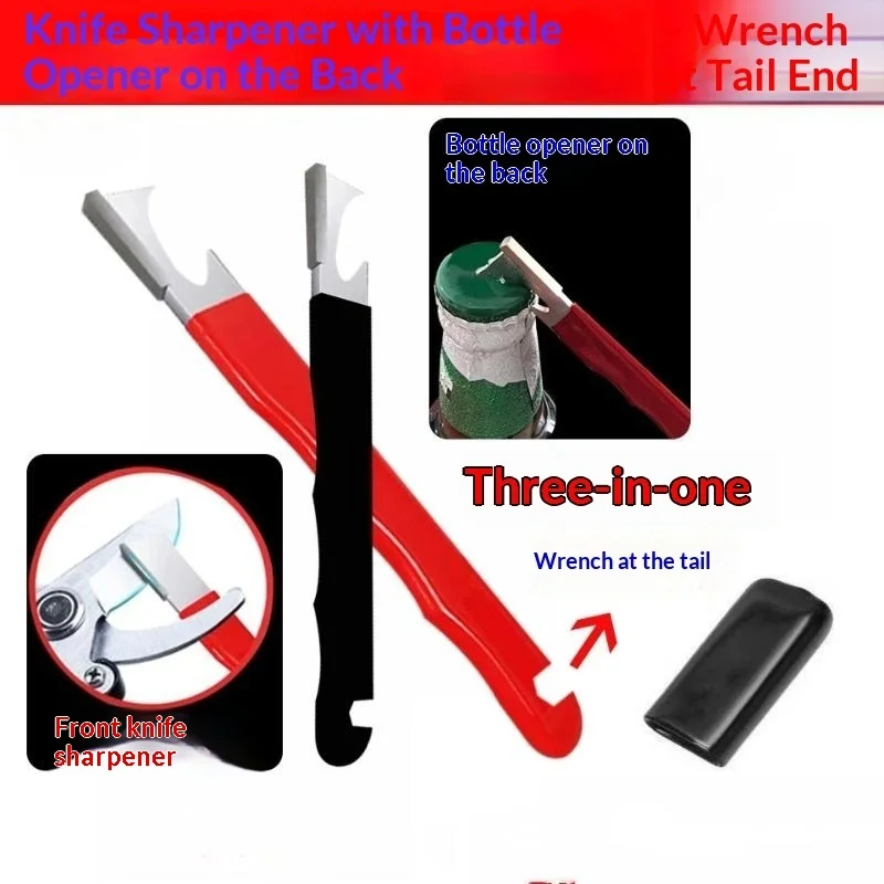 Professional Metal Handheld Knife Sharpener Non-slip Grip Whetstone for Garden Shears Kitchen Knives Home Repair Outdoor Work