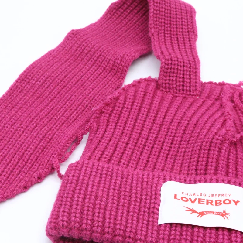 2024 Y2K Loverboy Star with Long Ear Knitted Hat Solid Warm Hat Cute Personality Fashion Hooded Luxury Design Hip Hop Cool Caps