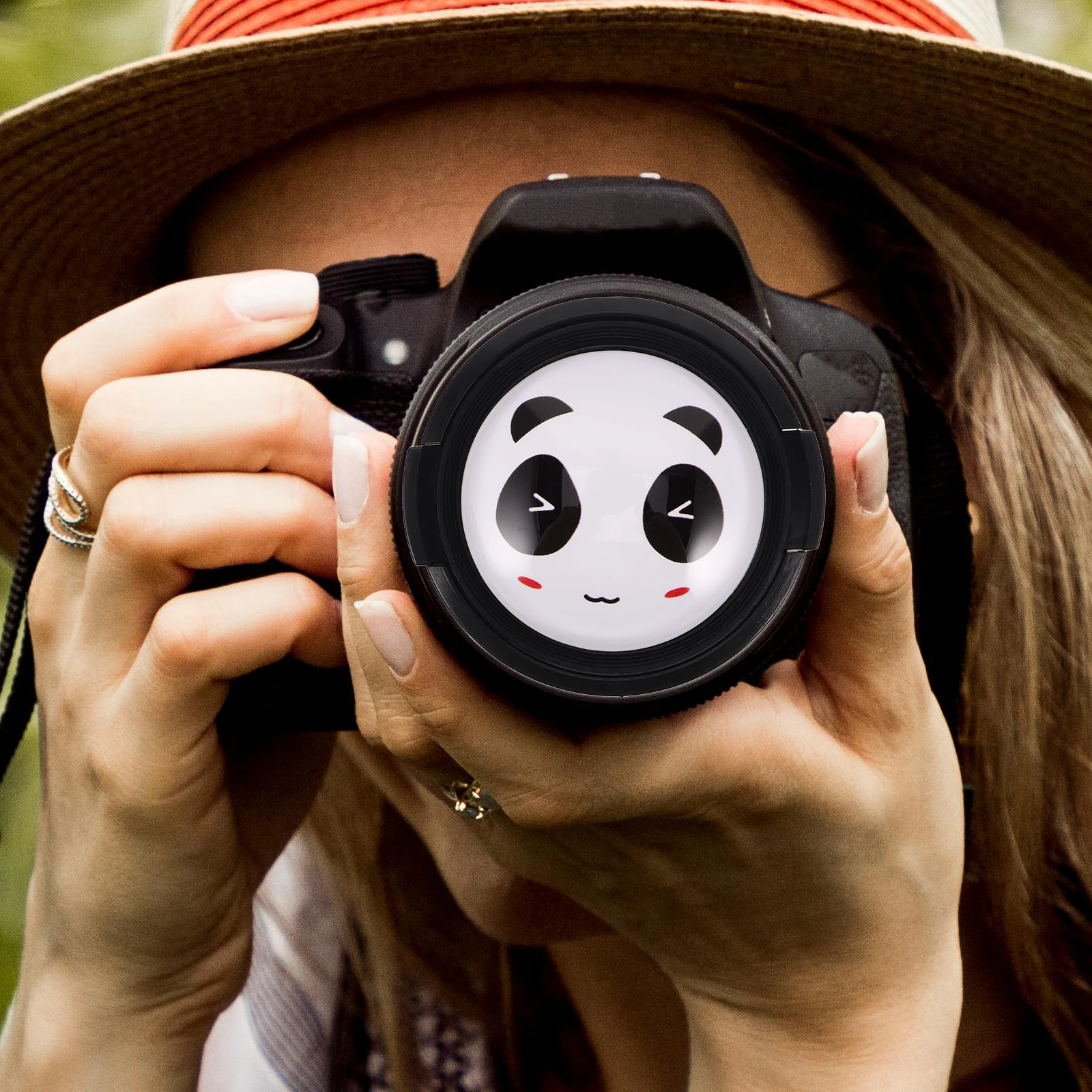 Pelindung Lensa Kamera Panda yang Tahan Lama Desain Unik Mudah Dipasang Kompatibilitas Universal untuk Aksesori Kamera Instan Dslr