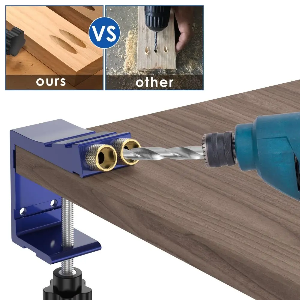 

Adjustable Pocket Hole Jig 15 Degree Angle Pocket Dowel Woodworking Guides Inclined Hole Drill Punch Hole Positioner Wood Joints