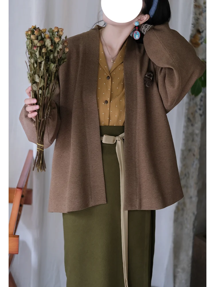 Xiaoma e Fi Wind Field Vest irt Gonna a due pezzi Aircrt Sve Capispalla Quotidiano Hanfu Autunno Inverno Abbigliamento donna