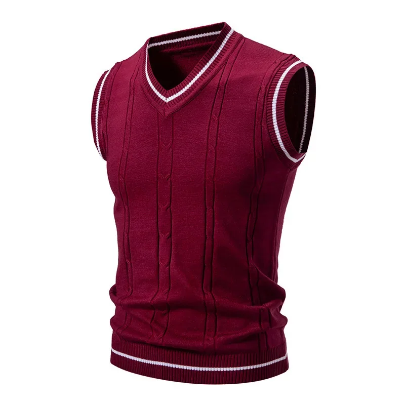 NONE Knit V-Neck Sleeveless Vest Patchwork 5