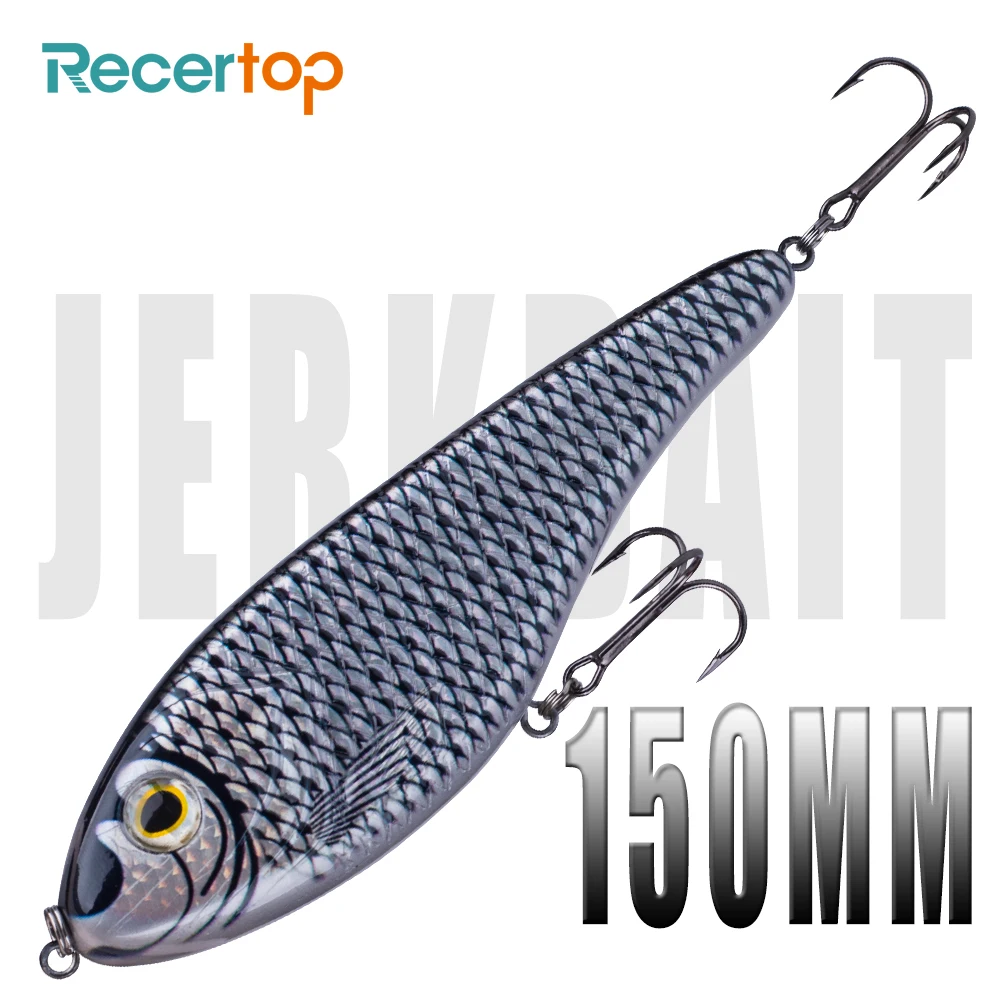 

Recertop NEW COLORS !!! Sinking Jerkbait Fishing Pike Musky Artificial Hard Bait Slider 150MM 81G Big Game Fishing Lure Jerkbait