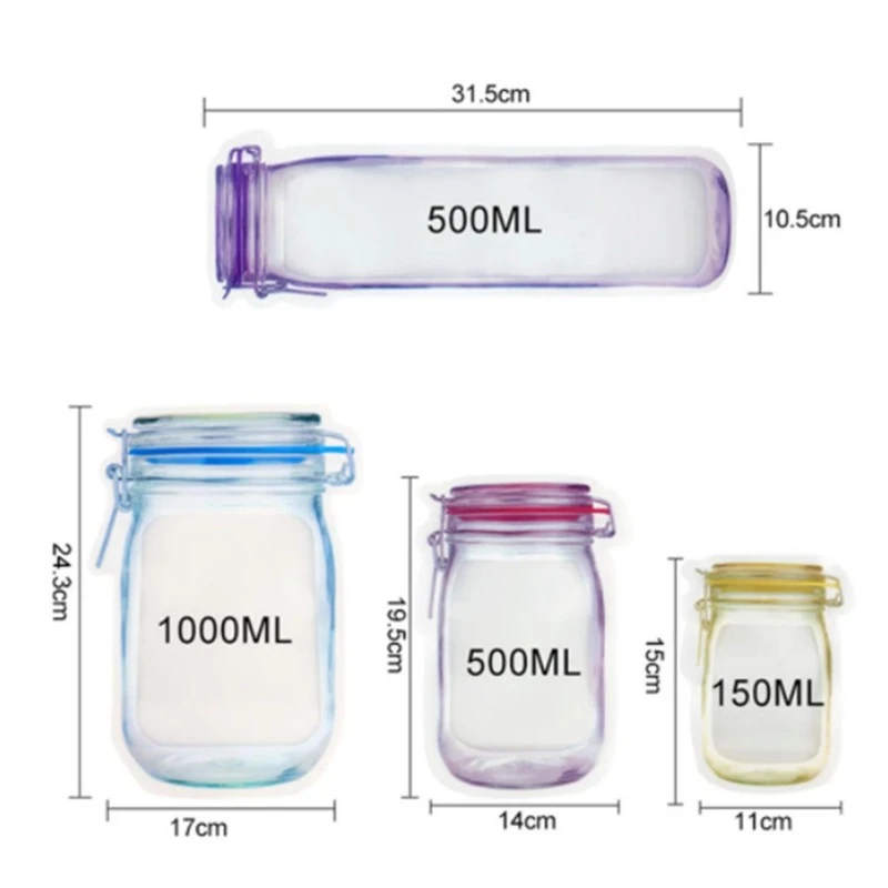 Kitchen ziplock bag snack storage bag packaging bag portable multi-specification large, medium and small strip 40 pieces set