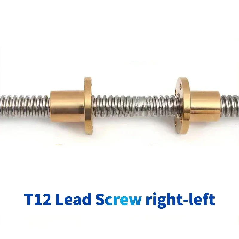 1PC 304 stainless steel  T12 Lead Screw right-left length100-1000mm OD 12mm Pitch 2mm Lead 2/3mm with nut for 3D Printer part