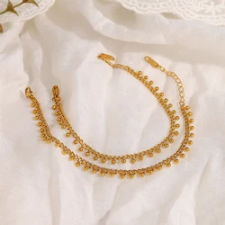WILD & FREE 18K Gold Plated Stainless Steel Chains Bracelet for Women Gold Color Beads Charms Trendy Jewelry Waterproof