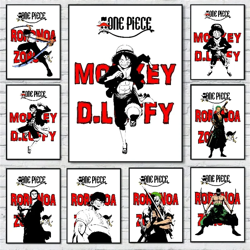 

Anime One Piece Luffy Peripherals Posters Art Wall Canvas Painting for Kids Bedroom Decor Gifts Unframed Canvas Print HD Poster